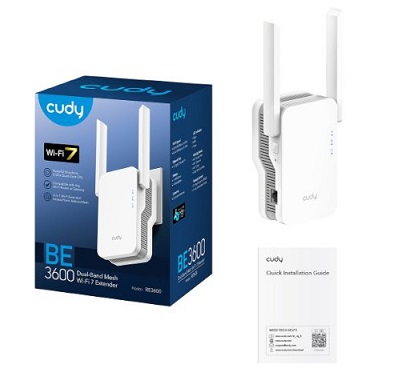 מגדיל טווח Mesh לרשת אלחוטית קודי Cudy RE3600 1.0 BE3600 Mesh Wi-Fi 7 Range Extender